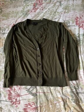 Banana Republic Olive Green V‑Neck Button Cardigan